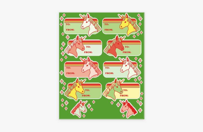 Unicorn Christmas Gift Tag Sticker/decal Sheet - Christmas Day, transparent png download