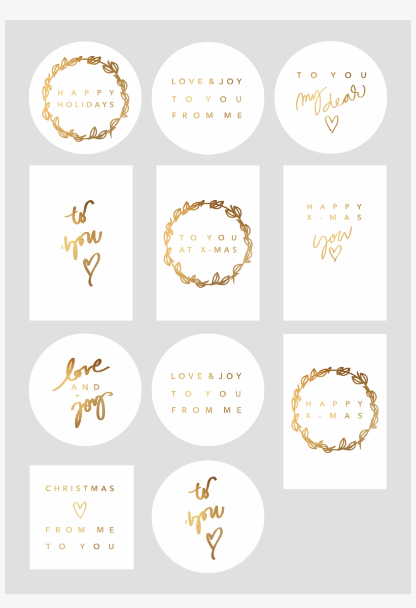 Gold Print English - Christmas Gift Tags Gold, transparent png download