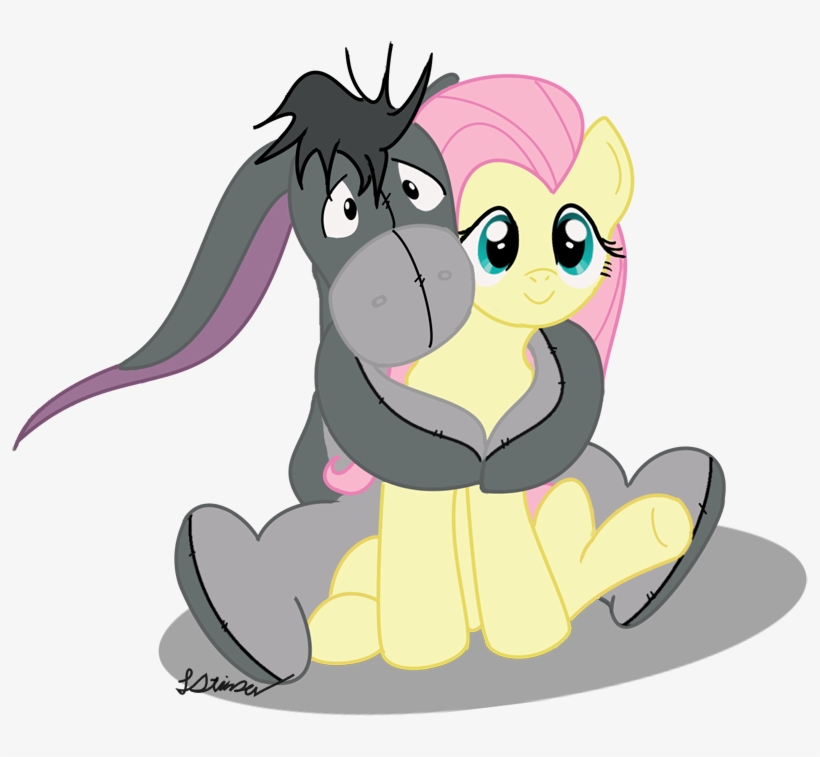 Sylvesterkittycat, Crossover, Eeyore, Fluttershy, Hug, - Eeyore, transparent png download