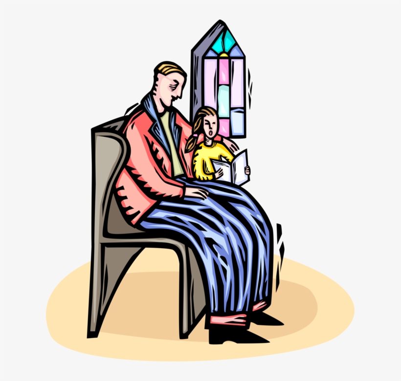 Vector Illustration Of Family Sit In Church Pew During, transparent png download