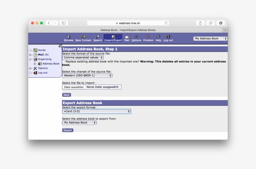 Export Address Book From Horde, transparent png download