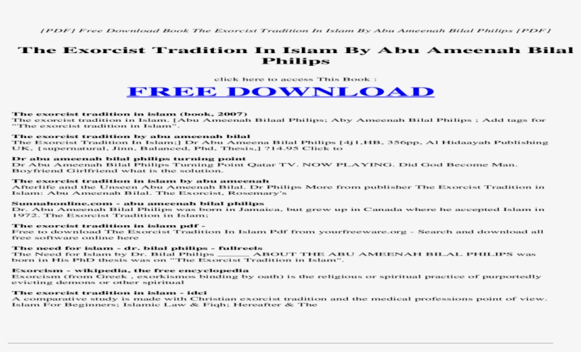 The Exorcist Tradition In Islam By Abu Ameenah Bilal, transparent png download