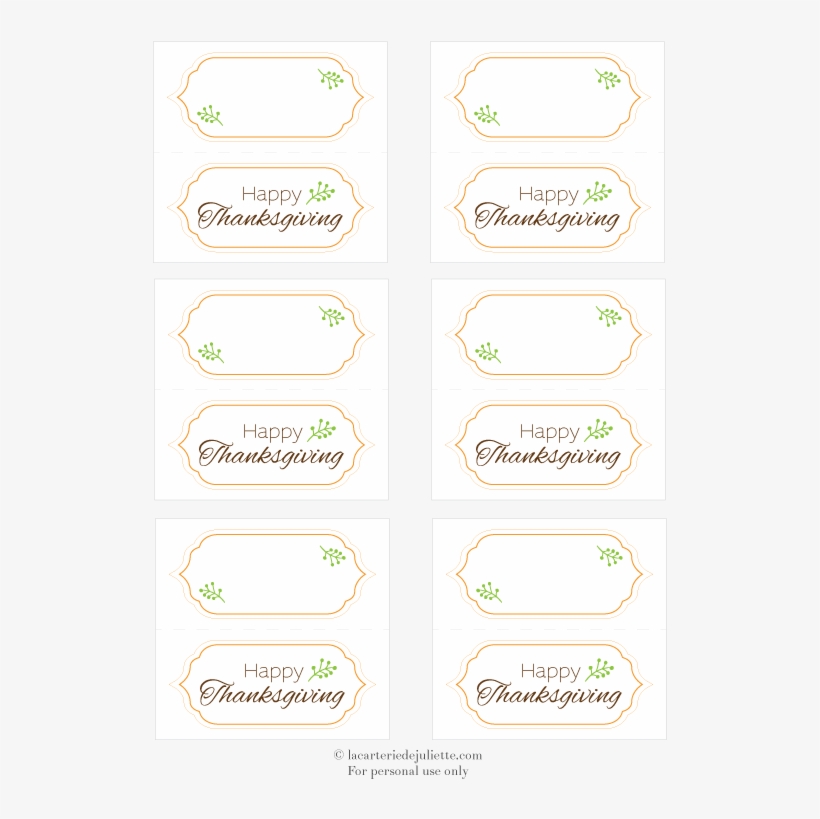 Free Thanksgiving Printable Place Cards Made By La, transparent png download