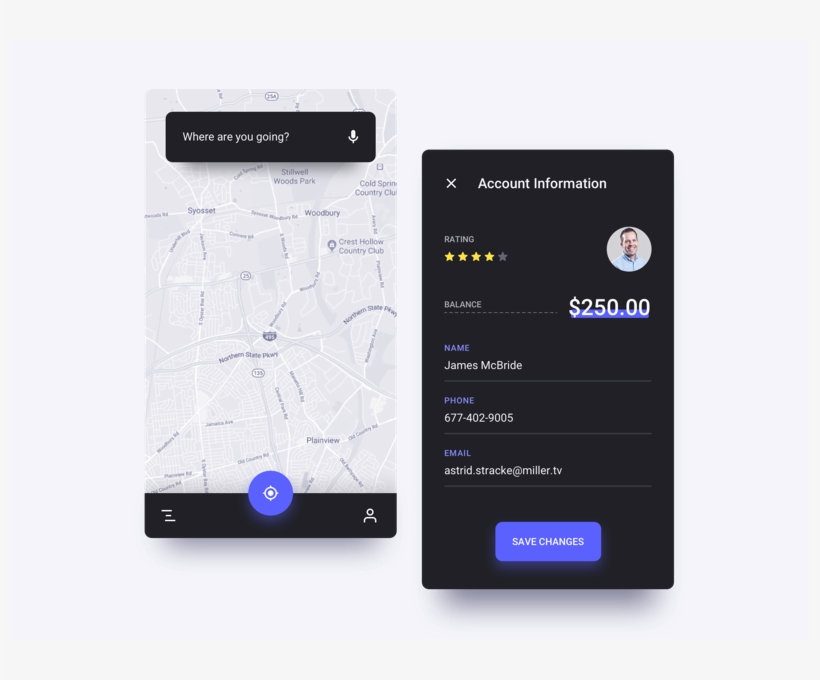 Uber Concept Concept Clean Map Profile Mobile App Ux, transparent png download