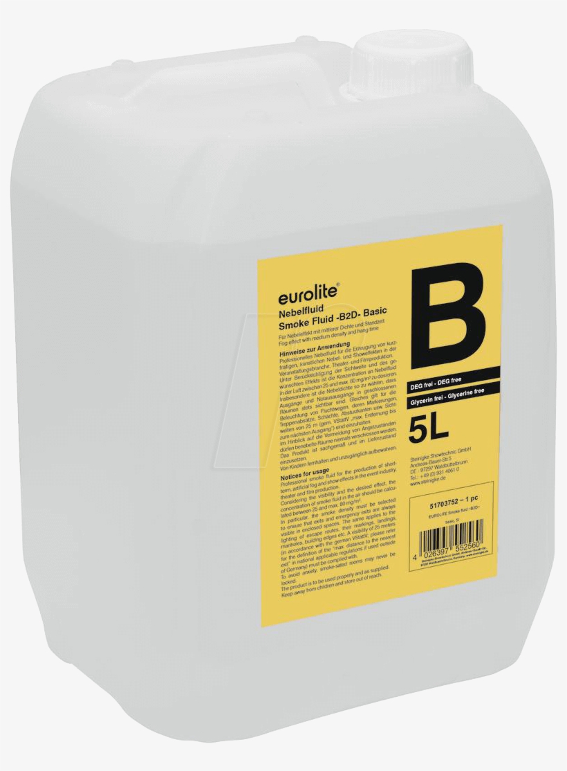 Eurolite Smoke Fluid B2d Basic 5l Eurolite - Fog Juice Eurolite B2d Basic/medium 5 L, transparent png download