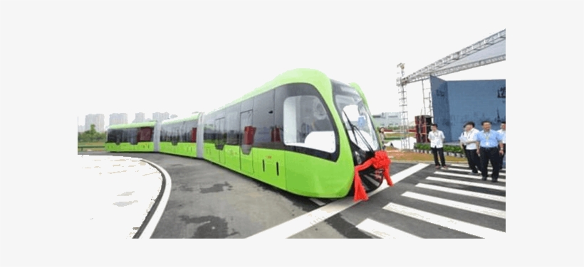 Image Of World's First Train That Runs On Virtual Tracks - Trackless Train In China, transparent png download
