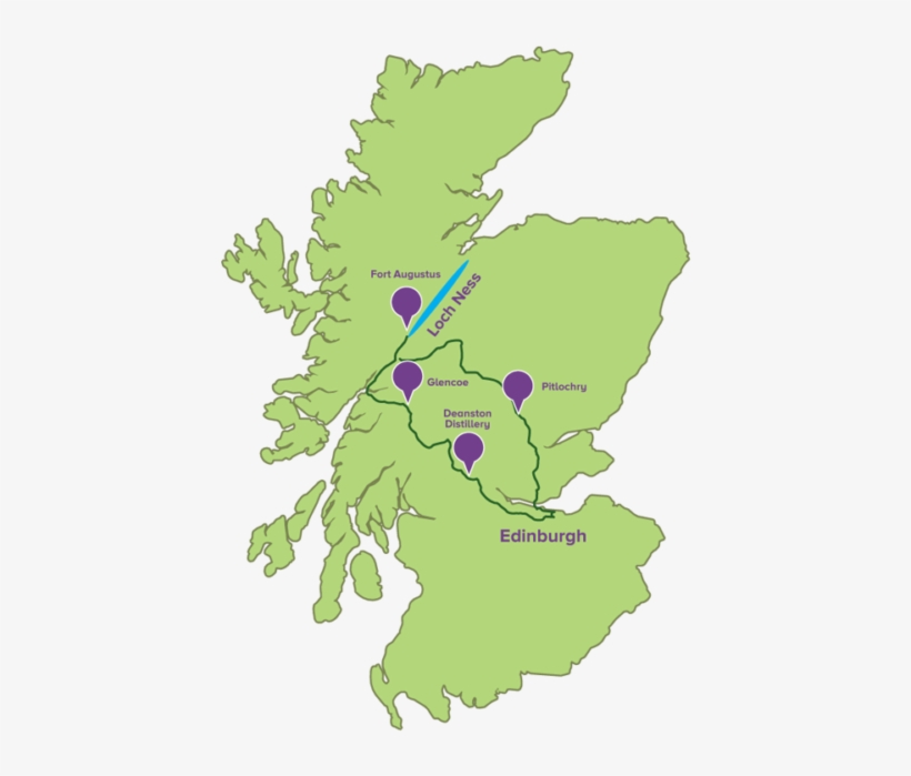 Glencoe & Loch Ness Tour Route Map - North South Border Uk, transparent png download