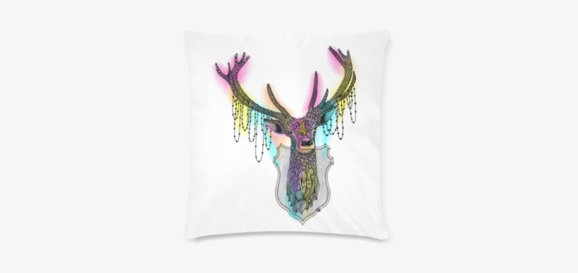 Watercolor Deer Head, Ornate Animal Drawing Custom - Ornate Deer Tote Bag - 16" X 16", transparent png download