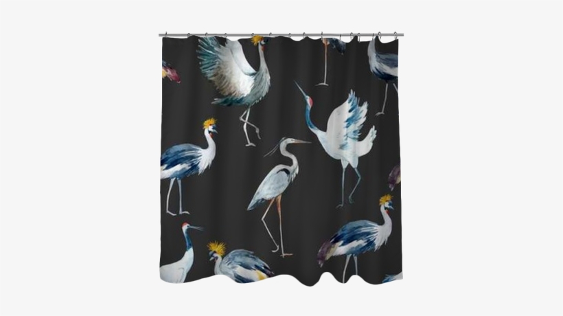 Watercolor Vector African Crane Pattern Shower Curtain - Watercolor Painting, transparent png download