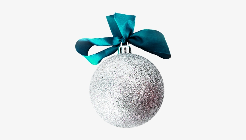 Silver Christmas Bauble - Silver Ornament With Blue Bow (for The Love Of Christmas), transparent png download