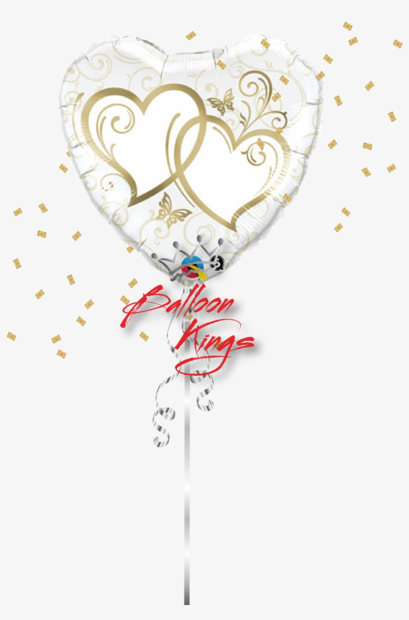 Entwined Gold Hearts - Qualatex Entwined Hearts Foil Balloon, transparent png download