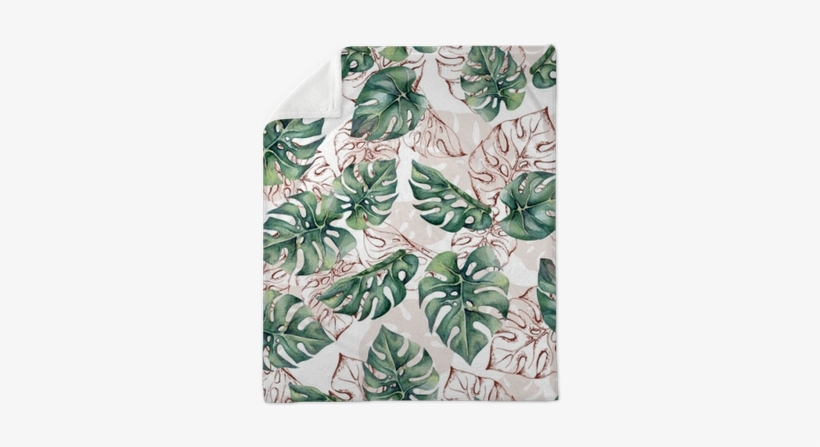 Tropical Seamless Pattern With Watercolor And Outline - Wallpaper, transparent png download