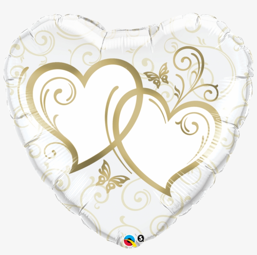 Entwined Gold Hearts Super Shape Foil Balloon Balloon - Qualatex 36 Inch Shaped Foil Balloon - Entwined Hearts, transparent png download