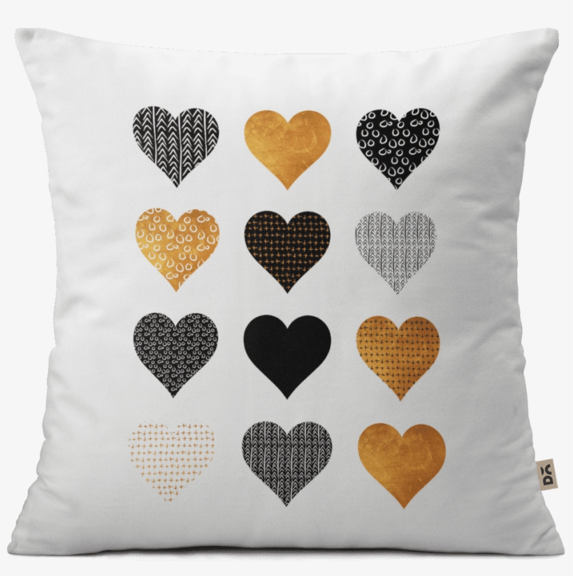 Dailyobjects Gold Hearts 18" Cushion Cover Buy Online - Society6 Gold, Black, White Hearts Throw Blanket -, transparent png download