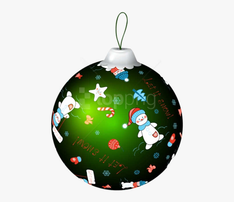 Green Christmas Ball With Snowman Png Clip Art Image - Green Christmas Balls Png, transparent png download