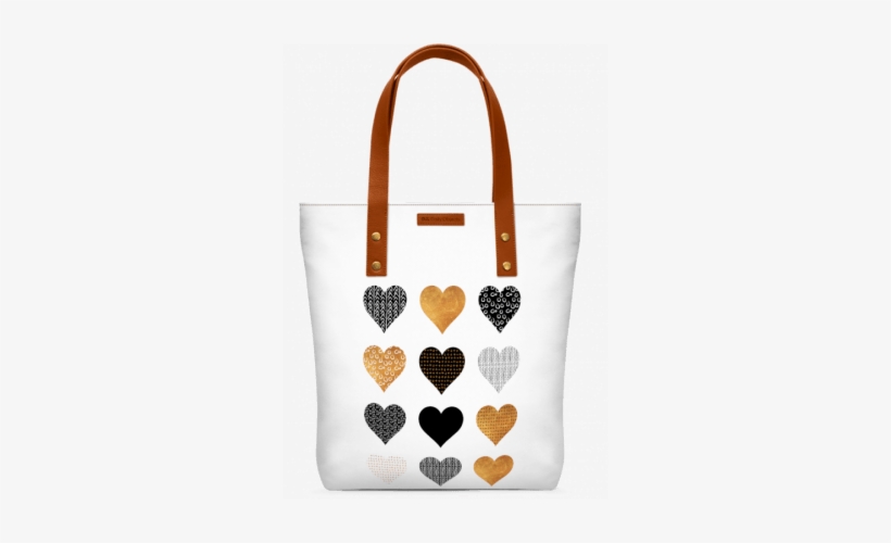 Gold Hearts Classic Tote Bag - Gold, Black, White Hearts Art Print - Mini, transparent png download