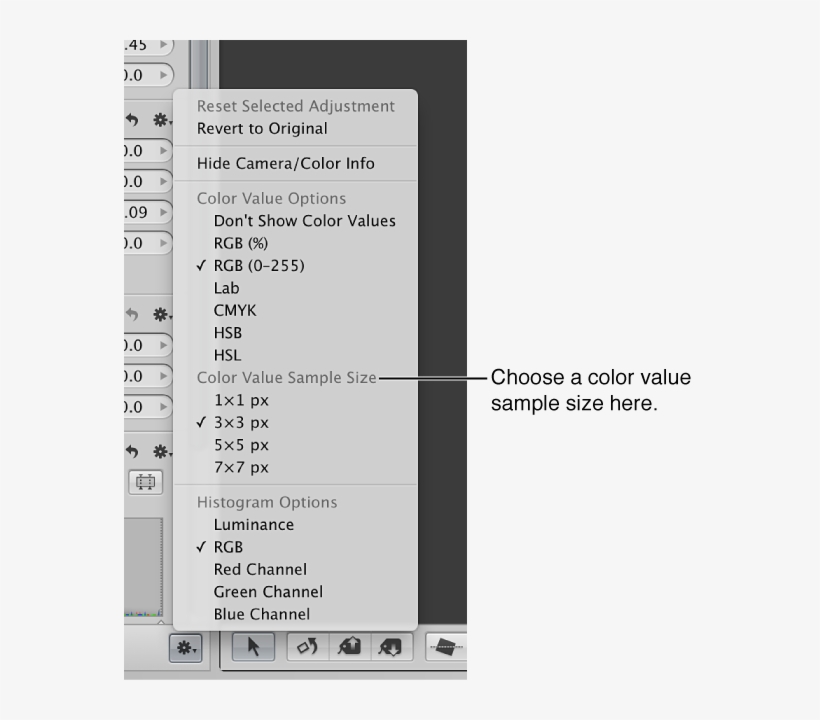 Adjustment Action Pop-up Menu Showing Color Value Sample, transparent png download