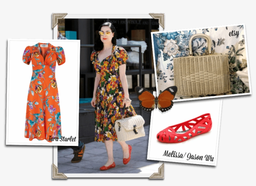 Dita Porte Une Robe Vintage À Fleurs, Probablement, transparent png download