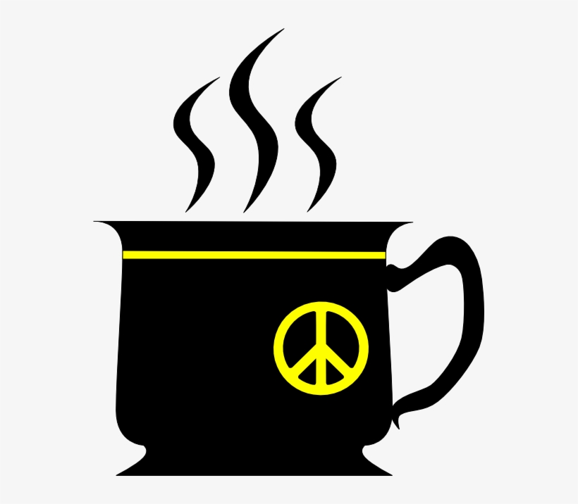 Black Cup With Yellow Peace Sign Fav Wall Paper Background, transparent png download