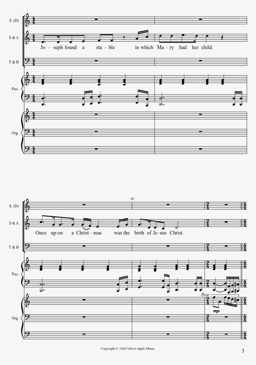 Once Upon A Christmas Sheet Music Composed By Dolly, transparent png download