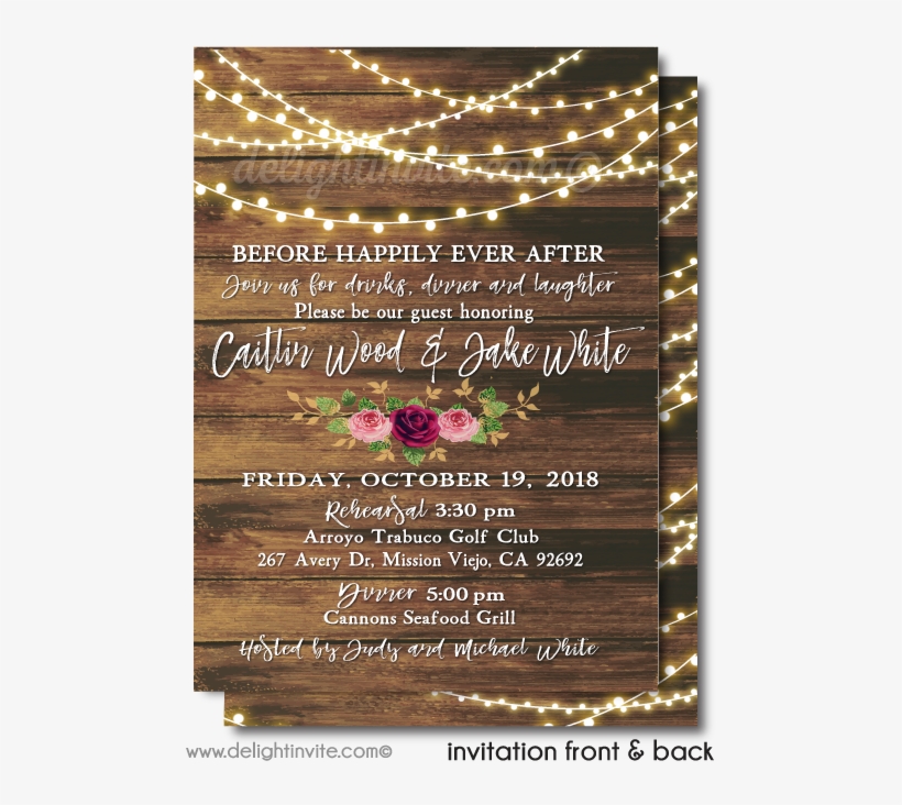 Vintage Rustic Wood String Of Lights Couples Shower, transparent png download