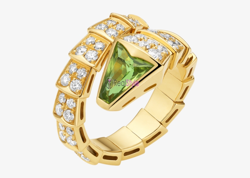Bvlgari Serpenti Ring Yellow Gold With Peridot Head, transparent png download