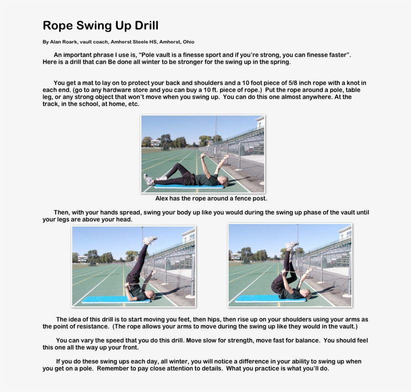 Rope Swing Up Drill By Alan Roark, Vault Coach, Amherst, transparent png download