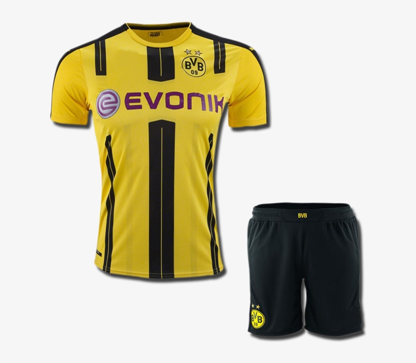 Kids Borrusia Dortmund Football Jersey And Shorts Home, transparent png download