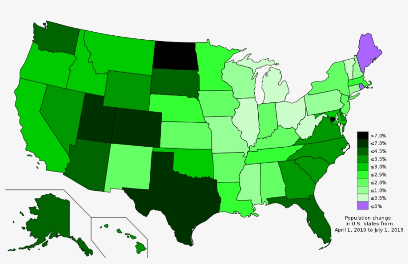 Map Of Population Change In U, transparent png download