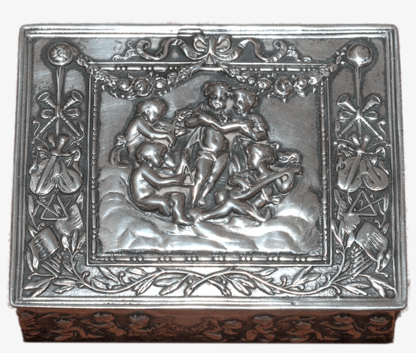 Antique Handmade Sterling Silver Trinket Box With Cherub, transparent png download
