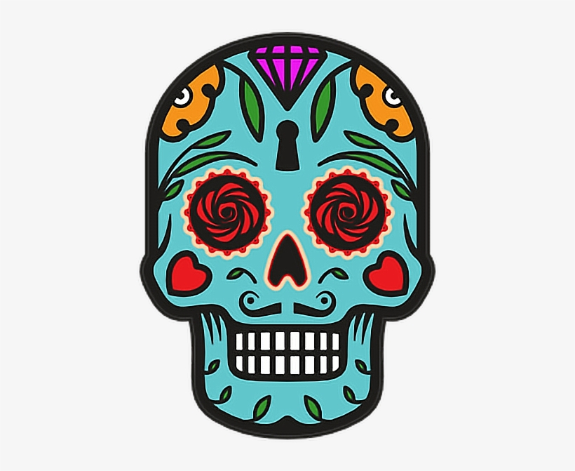 Catrina Skull Halloween Diademuertos Blue Flowers Happy, transparent png download