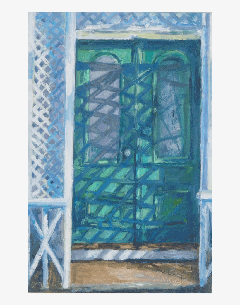 Lattice Shadow On Green Door, transparent png download