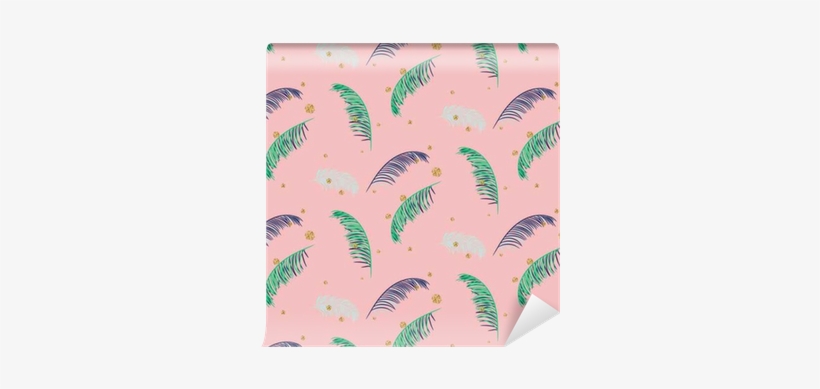 Green Blue Banana Palm Leaves Seamless Vector Pattern - Tropical Rainforest, transparent png download