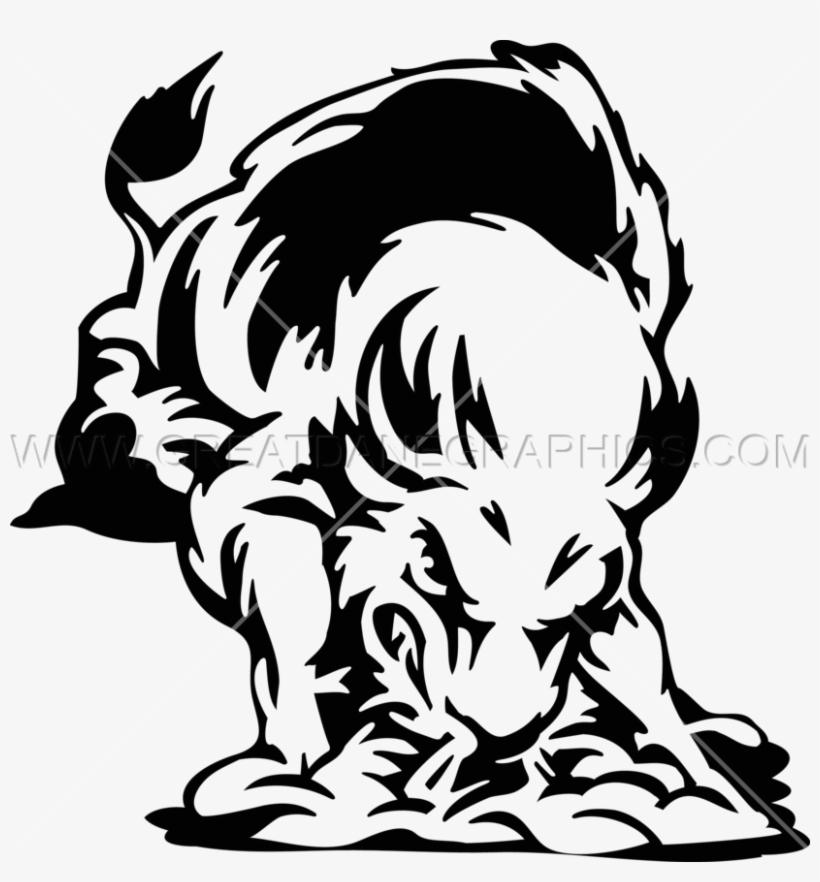 Picture Transparent Buffalo Clipart Illustration - Charging Buffalo Drawing, transparent png download