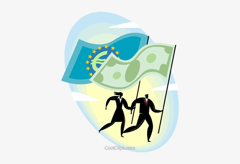 People Running With Currency Flags Royalty Free Vector, transparent png download