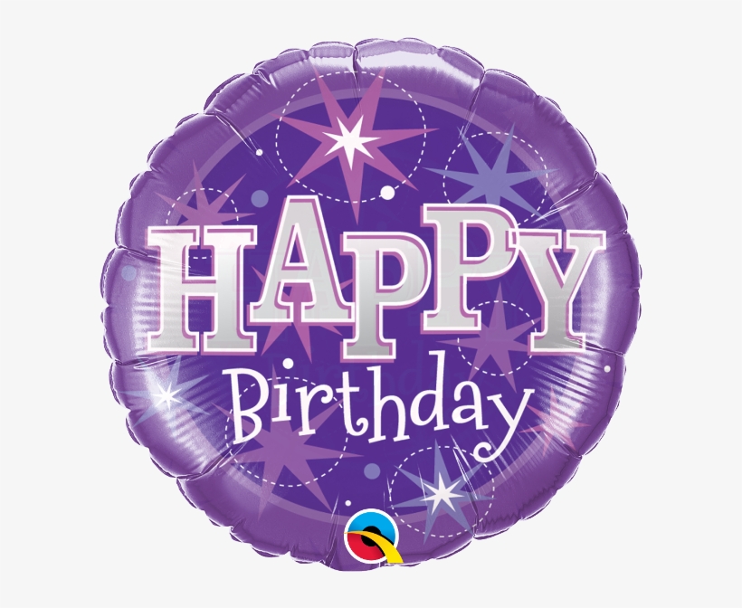 18″ Birthday Purple Sparkle Balloon - Birthday Purple Sparkle Foil Balloon, transparent png download