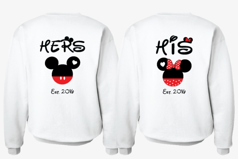 Cute His Hers Big Ears Mickey Minnie Mouse Head Polka - His And Her Tops, transparent png download