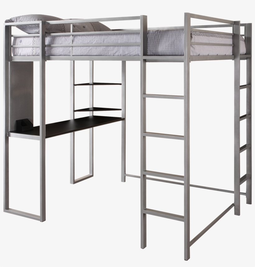 Dorel Dhp Full Metal Loft Bed Over Workstation Desk, - Dhp Abode Full Size Metal Loft Bed (abode Full Size, transparent png download
