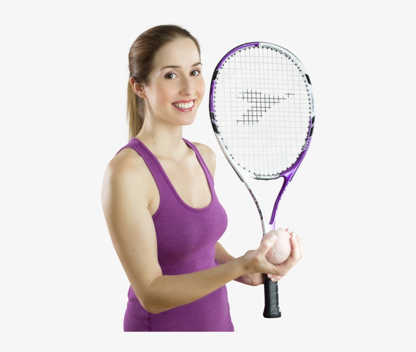 Smiling Woman With A Tennis Racket Png Image - Woman With A Tennis Racket, transparent png download