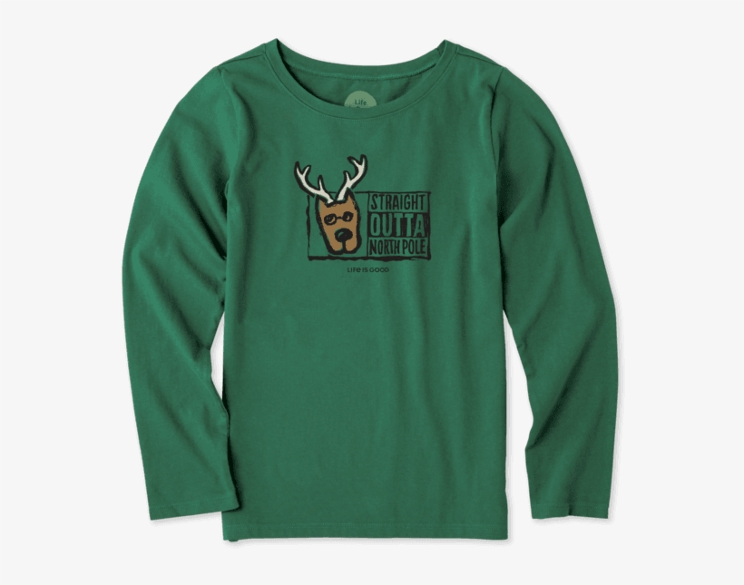 Girls Straight Outta North Pole Girls Long Sleeve Crusher, transparent png download