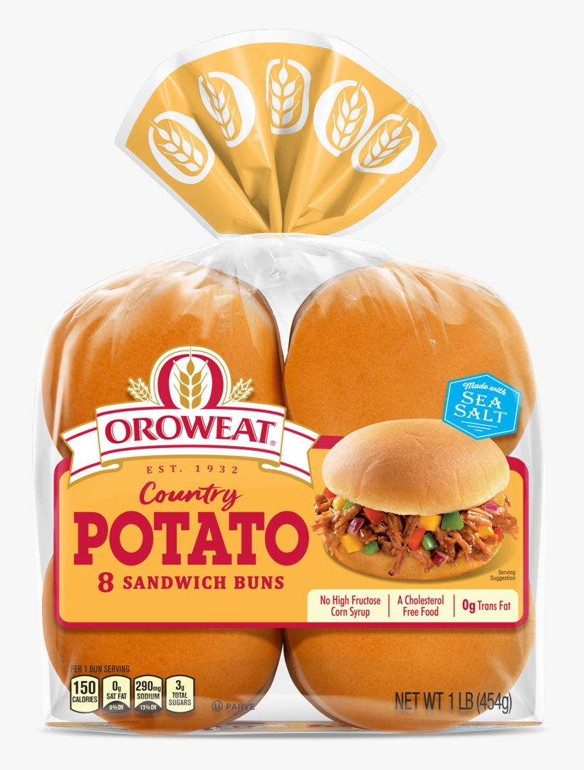 Oroweat Potato Sandwich Buns Package Image, transparent png download