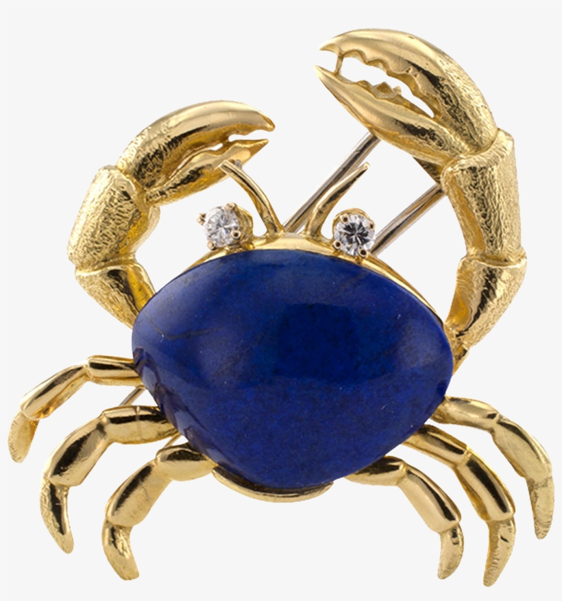 Estate Lapis Lazuli And Diamond Crab Brooch @shoprubylux, transparent png download