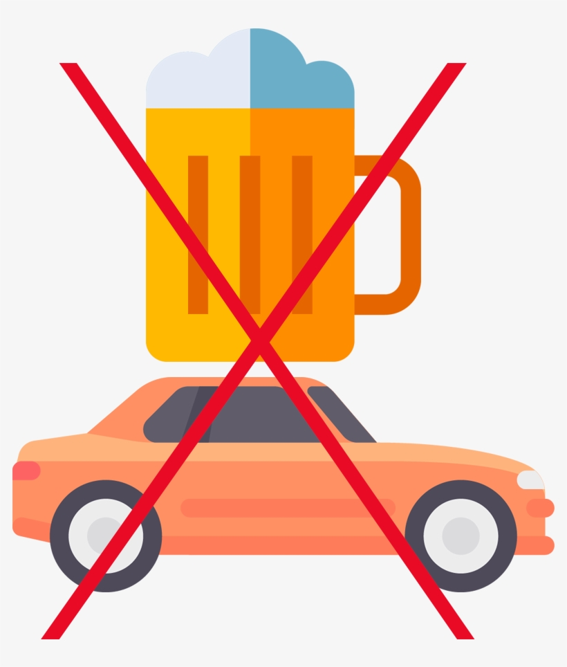 Beer And Car Icons With A Large X Over Them, transparent png download