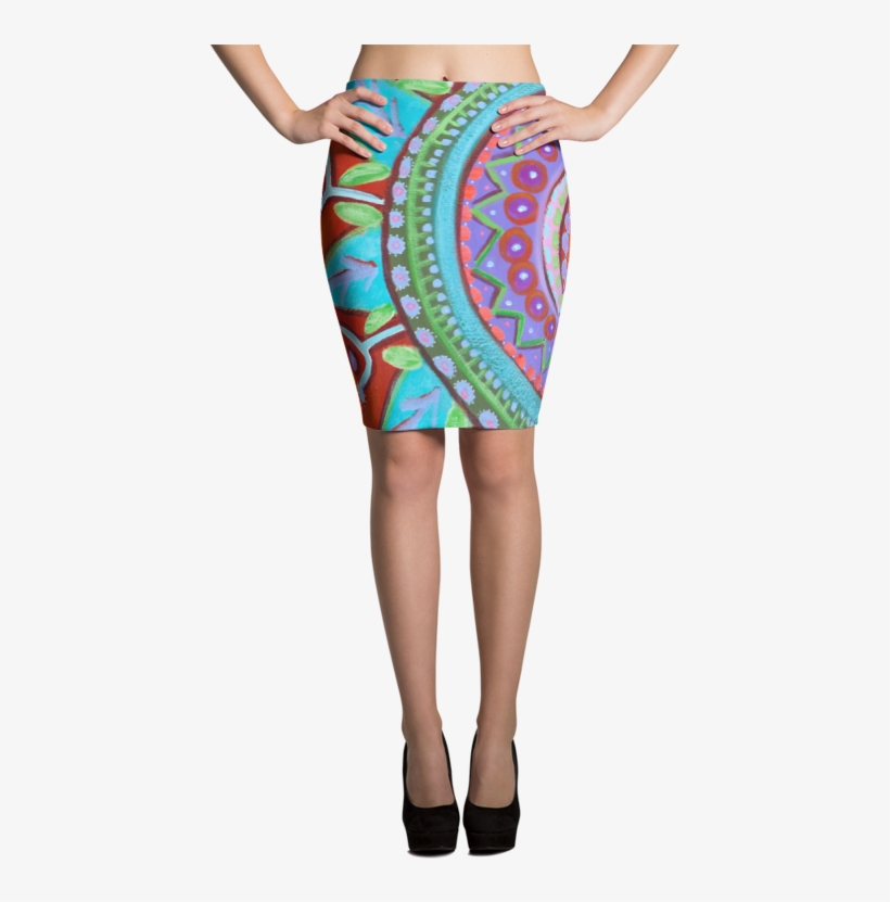Mandala Pencil Skirt By Debbie Dannheisser - Imagineavalon Funky Christmas Skirt, Ugly Sweater,, transparent png download