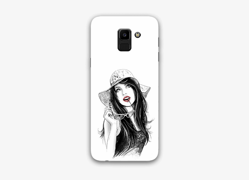 Cute Look Samsung J6 Mobile Case - Sketches Of Fashion Girls, transparent png download