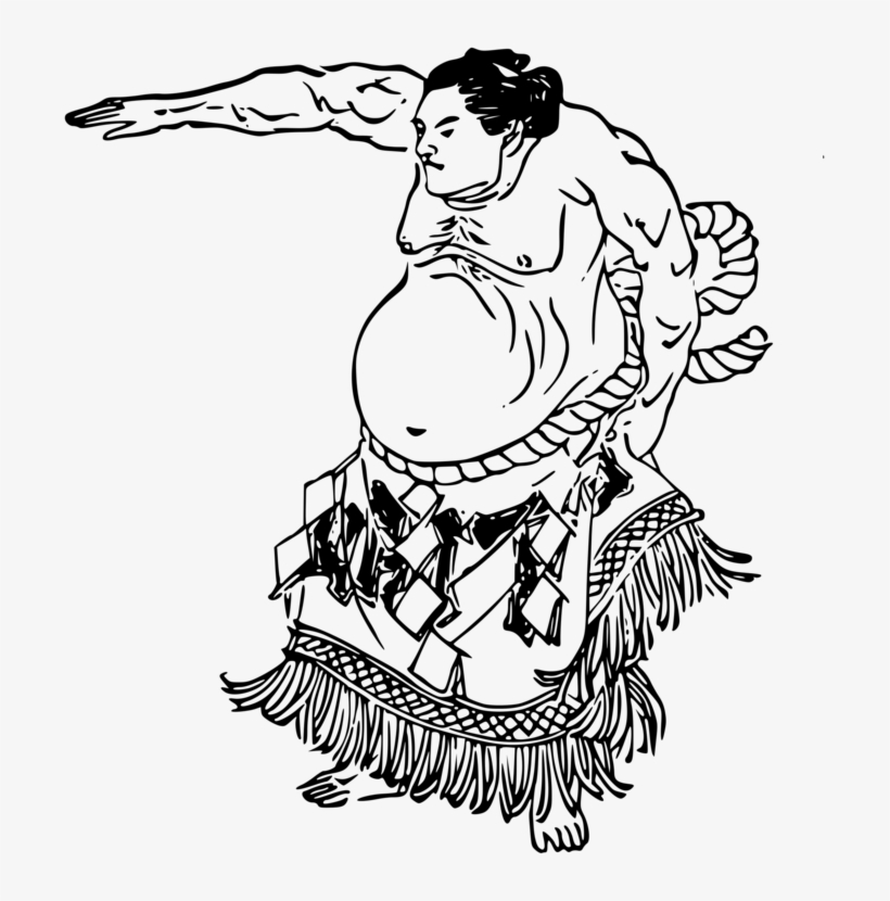 Sumo Wrestling Drawing Professional Wrestler Sports - Wrestling Black And White Clip Art, transparent png download