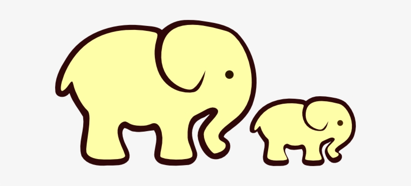 Yellow Elephant Mom Baby Clip Art At Clker Com Vector - Elephant Clip Art Black And White, transparent png download