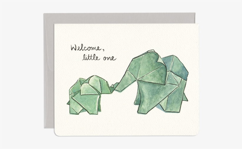 Elephant Baby Greeting Card - Origami Baby Elephant, transparent png download