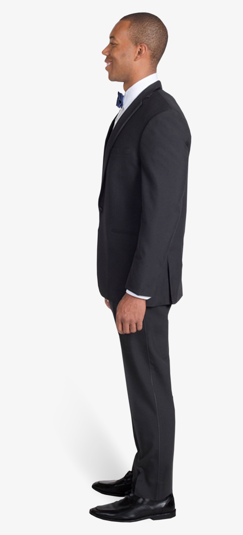 Black Framed Notch Lapel Tuxedo With Blue Bow Tie - Ironnail Perrin Skinny, transparent png download