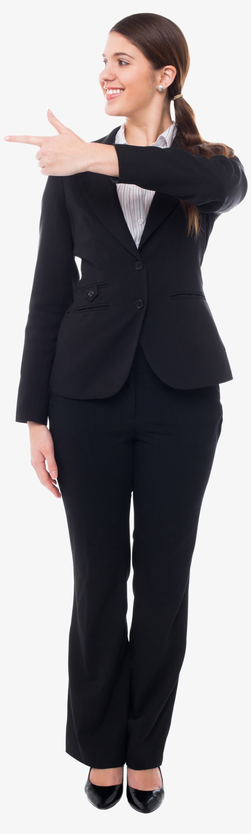 Girl Pointing Left Free Commercial Use Png Image - Formal Wear, transparent png download